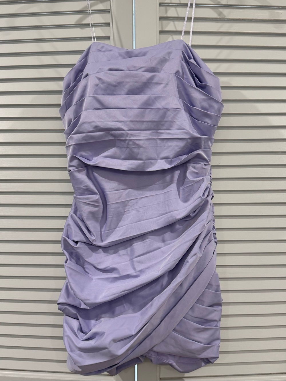 Lilac Ruched Strapless Dress